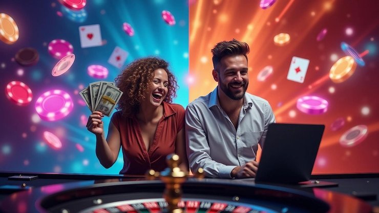 Live dealer spinning roulette wheel with real-time broadcast